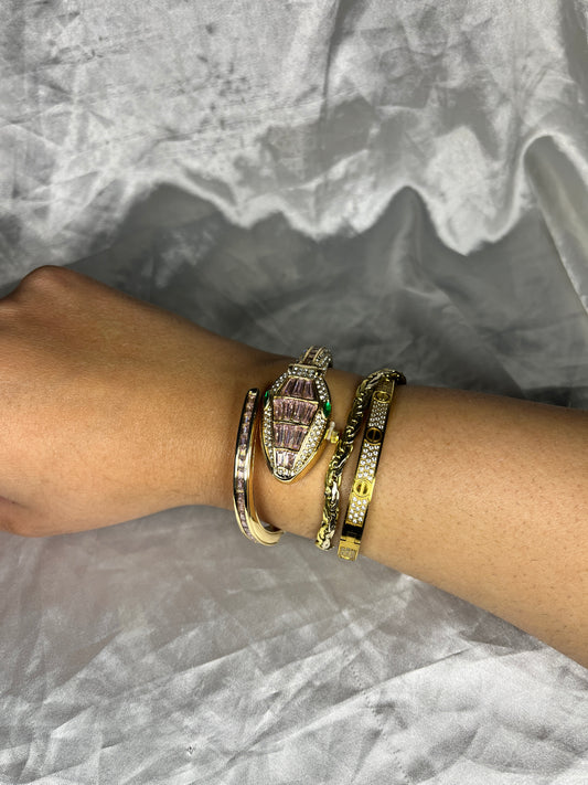 Montre serpentine rose