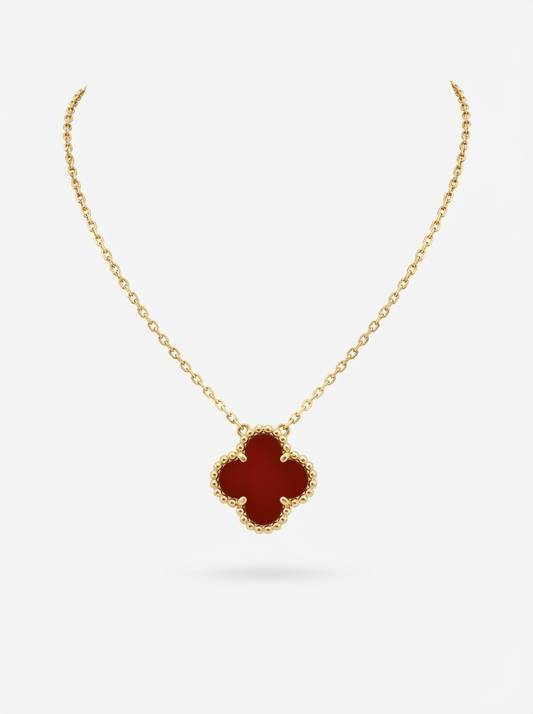 Collier trèfle bordeaux
